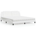 vidaXL Bett mit Matratze Weiß 180x200 cm Kunstleder
