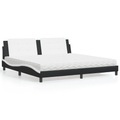 vidaXL Bett mit Matratze Schwarz und Weiß 200x200 cm Kunstleder