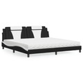 vidaXL Bett mit Matratze Schwarz und Weiß 200x200 cm Kunstleder