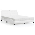 vidaXL Bett mit Matratze Weiß 120x200 cm Kunstleder