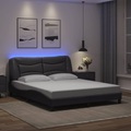 vidaXL Bettgestell mit LED Grau 160x200 cm Kunstleder