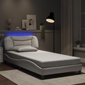 vidaXL Bettgestell mit LED Weiß 100x200 cm Kunstleder