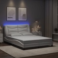 vidaXL Bettgestell mit LED Weiß 120x200 cm Kunstleder