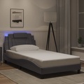 vidaXL Bettgestell mit LED Grau 100x200 cm Kunstleder
