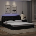 vidaXL Bettgestell mit LED Schwarz 180x200 cm Kunstleder