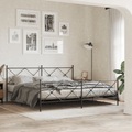 vidaXL Bettgestell mit Kopf- und Fußteil Metall Schwarz 200x200 cm