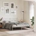 vidaXL Bettgestell mit Kopfteil Metall Weiß 160x200 cm