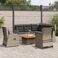 vidaXL 5-tlg. Garten-Lounge-Set mit Kissen Grau Poly Rattan