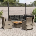 vidaXL 6-tlg. Garten-Lounge-Set mit Kissen Grau Poly Rattan