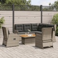 vidaXL 6-tlg. Garten-Lounge-Set mit Kissen Grau Poly Rattan