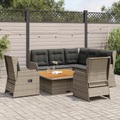 vidaXL 6-tlg. Garten-Lounge-Set mit Kissen Grau Poly Rattan