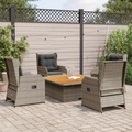 vidaXL 5-tlg. Garten-Lounge-Set mit Kissen Grau Poly Rattan
