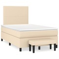 vidaXL Boxspringbett mit Matratze Creme 120x190 cm Stoff