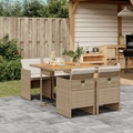 vidaXL 5-tlg. Garten-Essgruppe mit Kissen Beige Poly Rattan