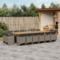 vidaXL 17-tlg. Garten-Essgruppe mit Kissen Grau Poly Rattan