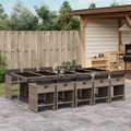 vidaXL, vidaXL 11-tlg. Garten-Essgruppe mit Kissen Grau Poly Rattan