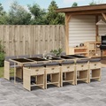 vidaXL, vidaXL 11-tlg. Garten-Essgruppe mit Kissen Beigemischung Poly Rattan