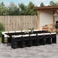 vidaXL, vidaXL 13-tlg. Garten-Essgruppe mit Kissen Schwarz Poly Rattan