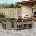 vidaXL, vidaXL 11-tlg. Garten-Essgruppe mit Kissen Grau Poly Rattan