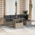 vidaXL 6-tlg. Garten-Sofagarnitur mit Kissen Hellgrau Poly Rattan