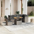 vidaXL 7-tlg. Garten-Sofagarnitur mit Kissen Grau Poly Rattan