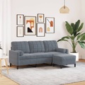 vidaXL 3-Sitzer-Sofa mit Hocker Dunkelgrau 180 cm Samt