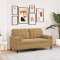 vidaXL 2-Sitzer-Sofa mit Zierkissen Braun 140 cm Samt