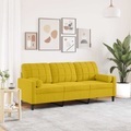 vidaXL 3-Sitzer-Sofa mit Zierkissen Gelb 180 cm Samt