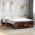 vidaXL Bettgestell Räuchereiche 120x190 cm Holzwerkstoff und Metall