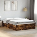 vidaXL Bettgestell Räuchereiche 135x190 cm Holzwerkstoff