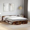 vidaXL Bettgestell mit Schubladen Räuchereiche 160x200cm Holzwerkstoff