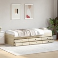vidaXL Tagesbett mit Schubladen Sonoma-Eiche 90x200 cm Holzwerkstoff