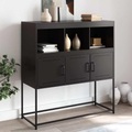 vidaXL Sideboard Schwarz 100,5x39x107 cm Kaltgewalzter Stahl