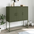 vidaXL Sideboard Olivgrün 100,5x39x107 cm Stahl