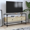 vidaXL TV-Schrank mit Glasplatte Sonoma-Eiche 98x35x51cm Holzwerkstoff