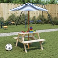 vidaXL Picknicktisch für 4 Kinder mit Sonnenschirm Massivholz Tanne
