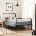 vidaXL Bettgestell mit Kopf- und Fußteil Metall Schwarz 100x190 cm