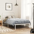 vidaXL Bettgestell mit Kopfteil Metall Weiß 107x203 cm