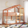 vidaXL Etagenbett mit Dach Wachsbraun 80x200 cm Massivholz Kiefer
