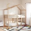 vidaXL Etagenbett mit Dach 90x190 cm Massivholz Kiefer