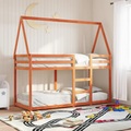 vidaXL Etagenbett mit Dach Wachsbraun 90x190 cm Massivholz Kiefer