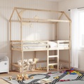 vidaXL, vidaXL Hochbett mit Leiter und Dach 80x200 cm Massivholz Kiefer