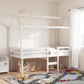 vidaXL Hochbett mit Dach Weiß 90x200 cm Massivholz Kiefer