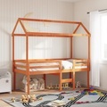 vidaXL Hochbett mit Dach Wachsbraun 90x190 cm Massivholz Kiefer