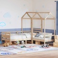 vidaXL Tagesbett und Bank mit Dach 90x190 cm Kiefernholz