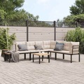 vidaXL Gartenbank-Set 5-tlg. Schwarz Pulverbeschichteter Stahl