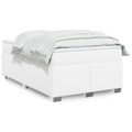 vidaXL Boxspringbett mit Matratze Weiß 120x200 cm Kunstleder