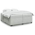 vidaXL Boxspringbett mit Matratze Hellgrau 200x200 cm Samt