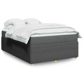 vidaXL Boxspringbett mit Matratze Dunkelgrau 160x200 cm Stoff