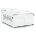 vidaXL Boxspringbett mit Matratze Weiß 140x200 cm Kunstleder